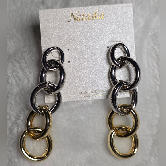 Natasha Couture Dual-Tone Chain Earrings - Picture 6 of 6
